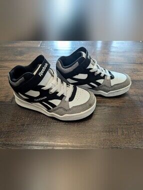 Reebok Kids Black, White & Gray Mid-Top Sneakers